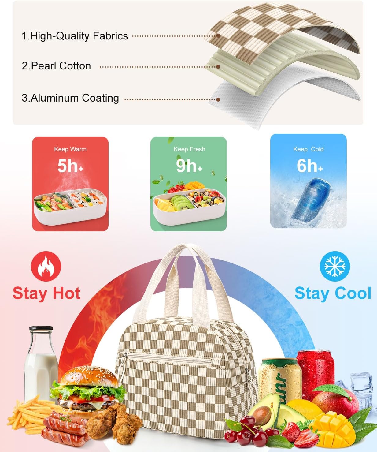 Lunch Bag for Women Men, Corduroy Small Insulated Lunch Box image 4