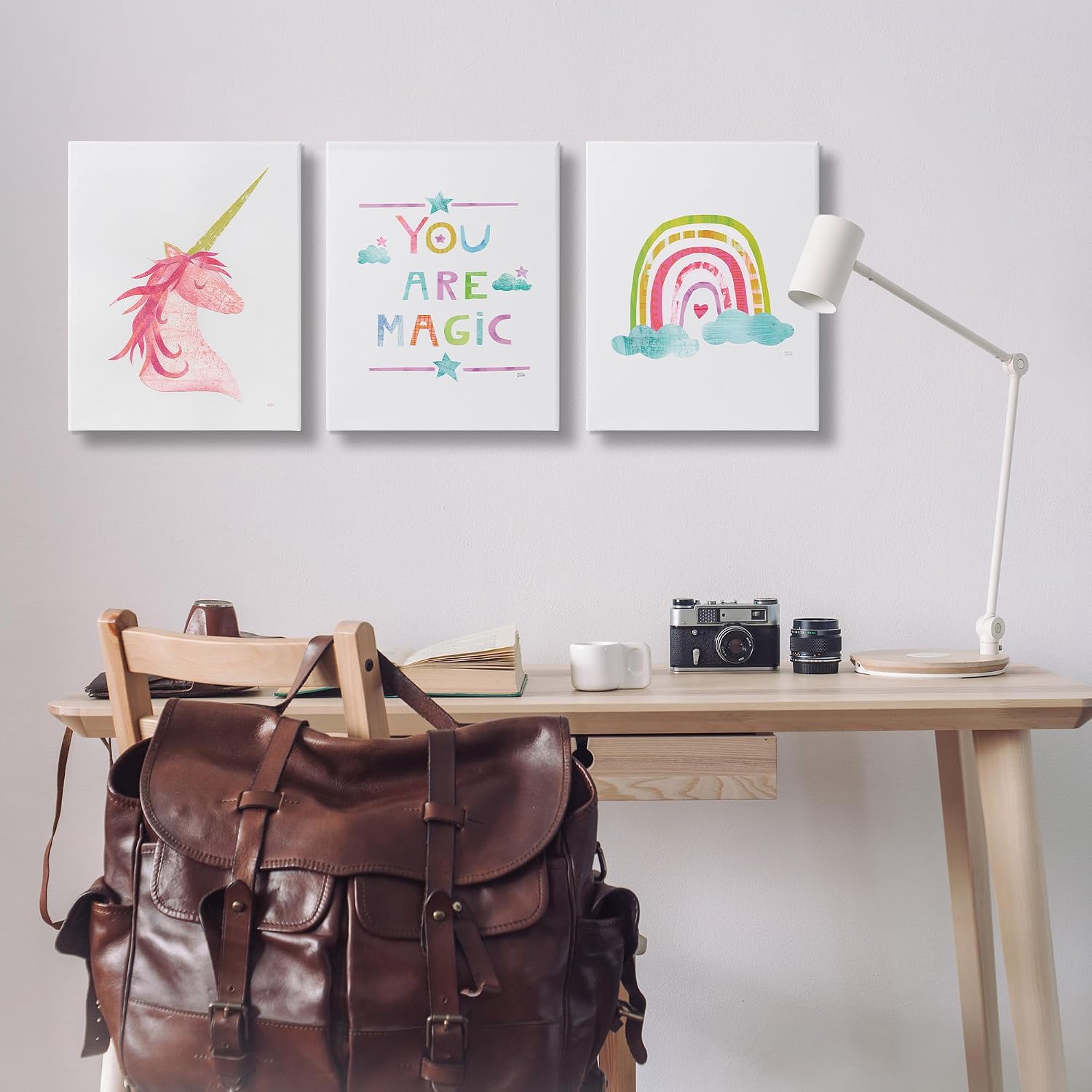 The Kids Room by Stupell You are Magic Rainbow and Unicorn Stretched Canvas Wall Art, 16 x 20, Multicolor