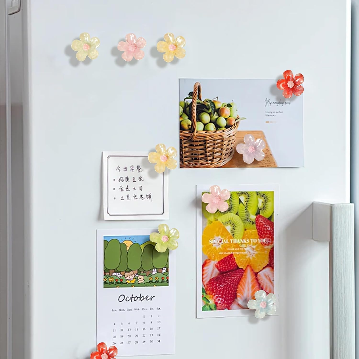 21 PCS Flower Fridge Magnets, 3D Resin Cute Magnets, Strong Refrigerator Magnet, Adorable Decorations for Office, Colorful Kitchen Decor, Cute Desk Accessories for Whiteboard. image 4