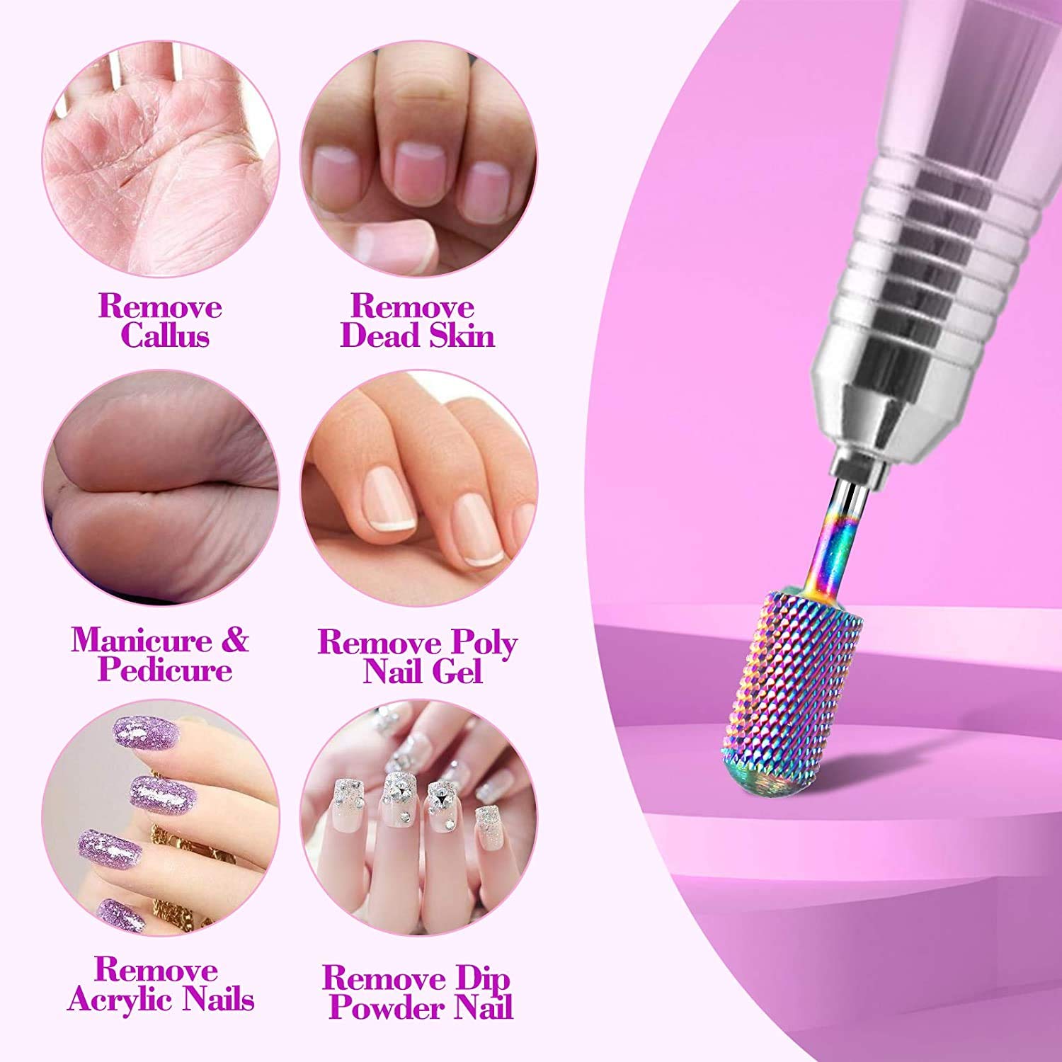 15pcs Nail Drill Bits Sets,3/32 Inch Diamond Cuticle Electric Nail File and Ceramic Acrylic Gel Nail Bit, Acrylic Nail Art Tools Carbide Cuticle Remover Bits for Electric Manicure Pedicure Nail Drill : Beauty & Personal Care