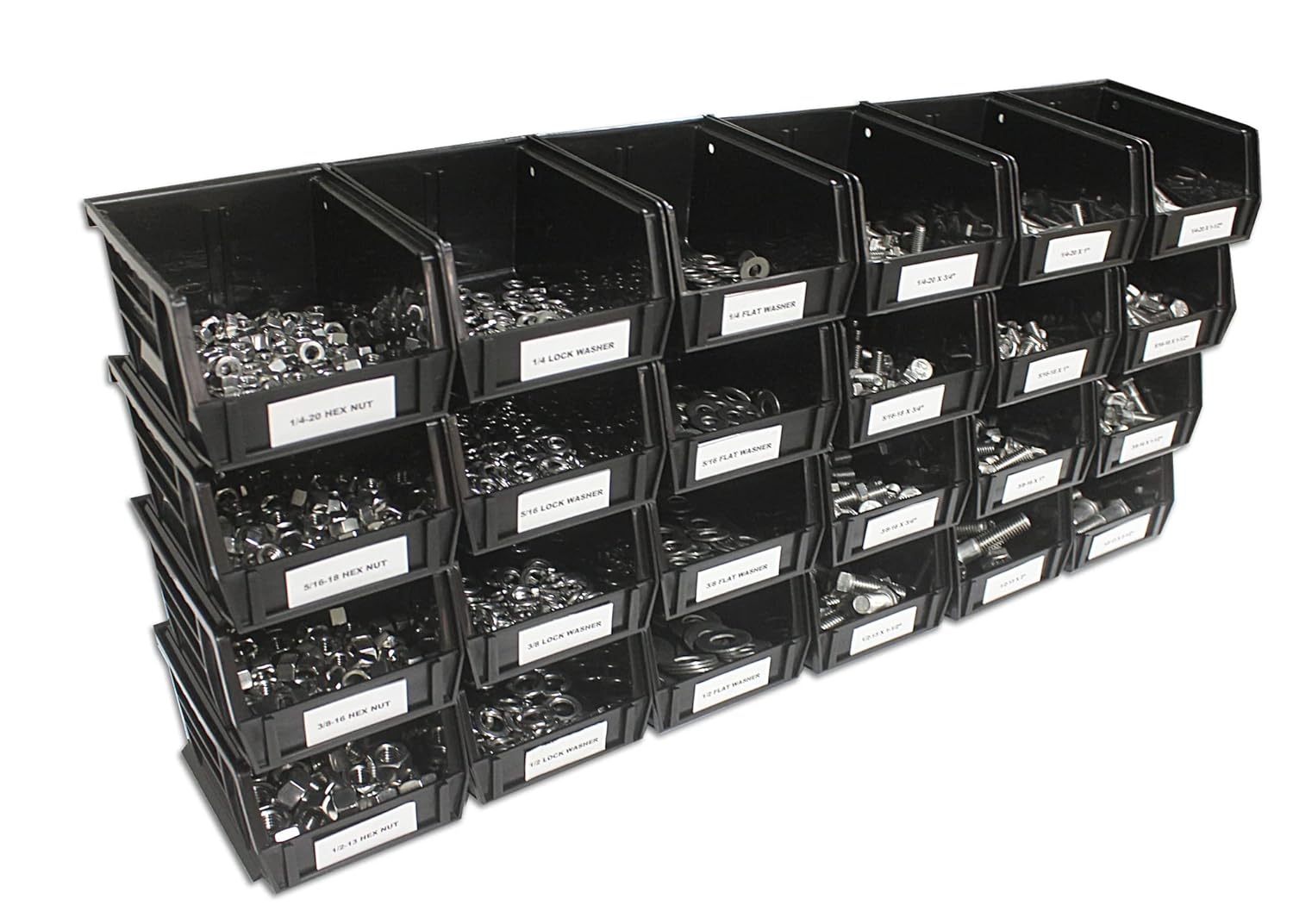 Grade 5 USS Coarse Thread Assortment with 24 plastic bins - 1250 fasteners