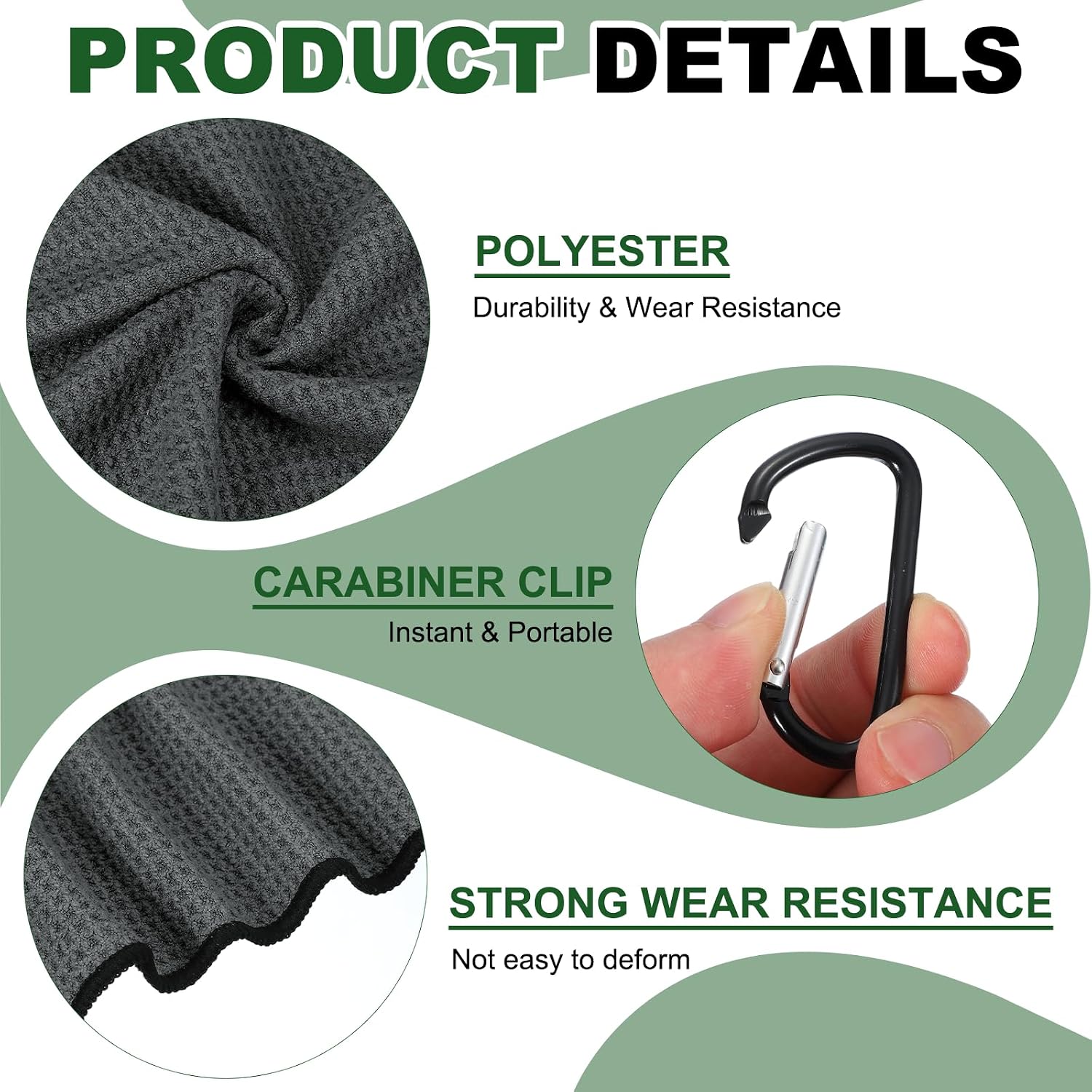 Golf Towels Golf Towel with Clip Waffle Pattern Tri-fold Portable image 3