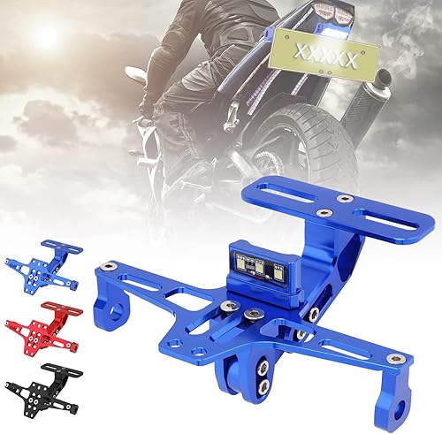 Miniatura 6 de Windance Soporte de placa de matrícula de motocicleta, kit de eliminador de guardabarros ajustable universal, soporte de aluminio CNC con luz LED