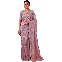 TRENDMALLS Women's Art Silk Beads Embroidery With Sequence Work Saree with Unstitch Blouse Piece For Women