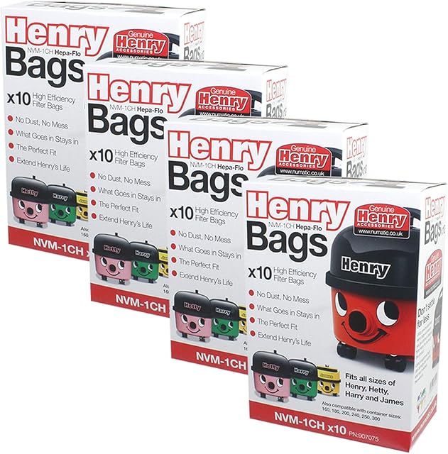 Henry Numatic Hetty etc Hepa Flo Vacuum Cleaner Dust Bags (Pack of 40)