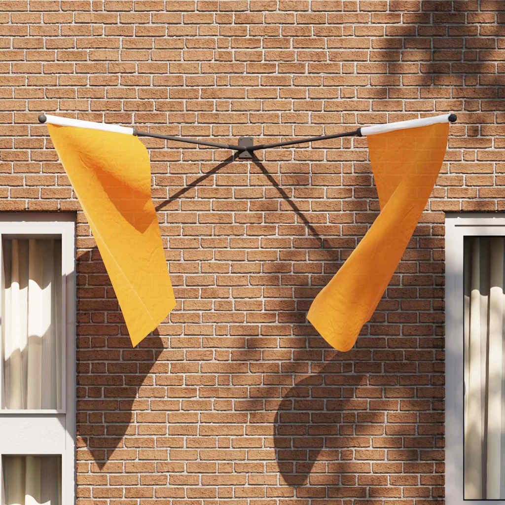 Fahnenhalter Schwarz aus Stahl, Wandhalterung für Fahnenmast bis 21 mm, 11,5 x 7,5 x 0,2 cm, rostbeständig und wetterfest für Balkon, Garten und Innenbereich