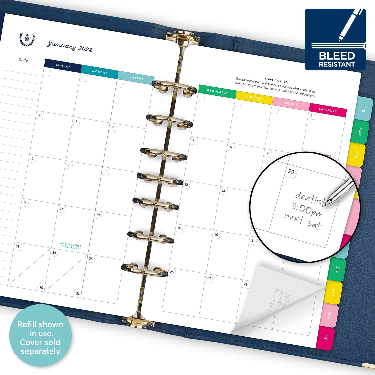 Simplified by Emily Ley 2022 Daily Refill Set, 5-1/2" x 8-1/2", Desk Size, One Page Per Day Refill (EL100-4311)