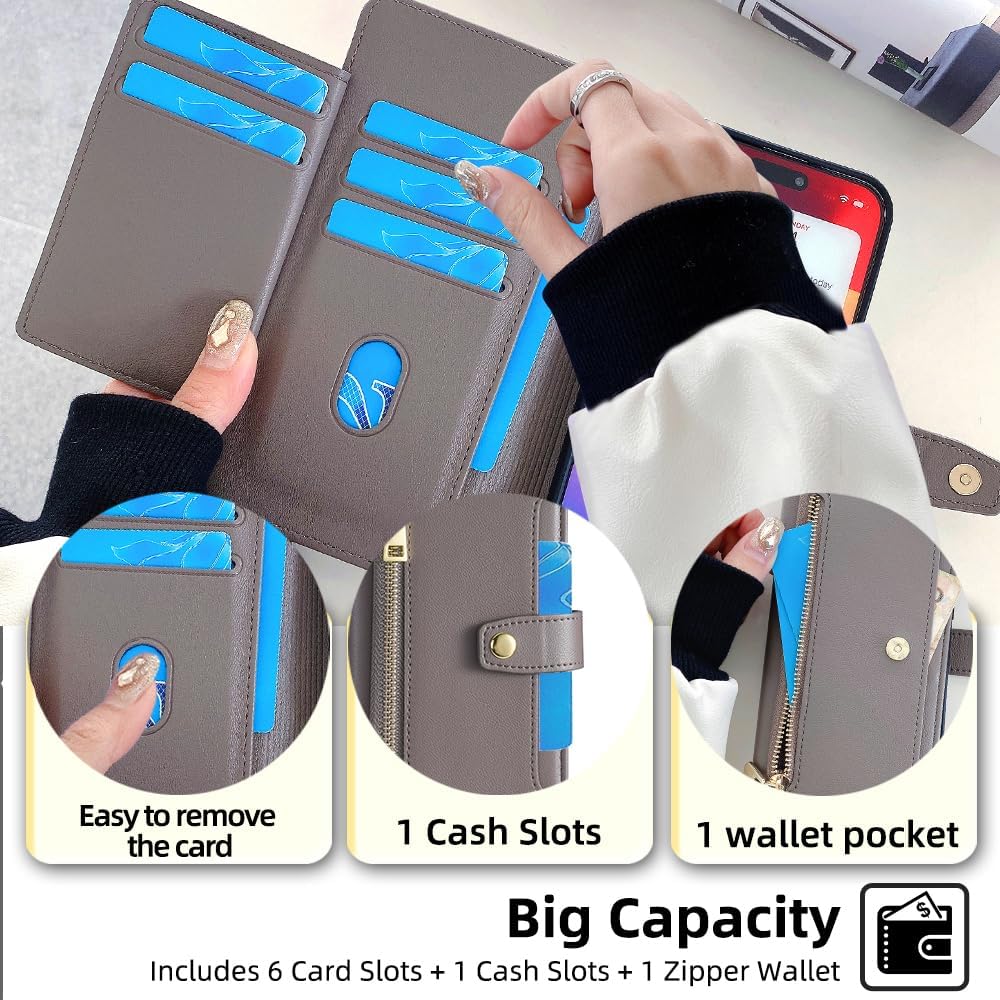 Cover Compatible with Huawei Mate 10 Lite/Maimang 6 / Nova 2i,Compatible with Honor 9i (India) Zipper Wallet【6 Card Slot】【Flip Stand】【Magnetic Clasp】【Phone Case】 Lanyard Green