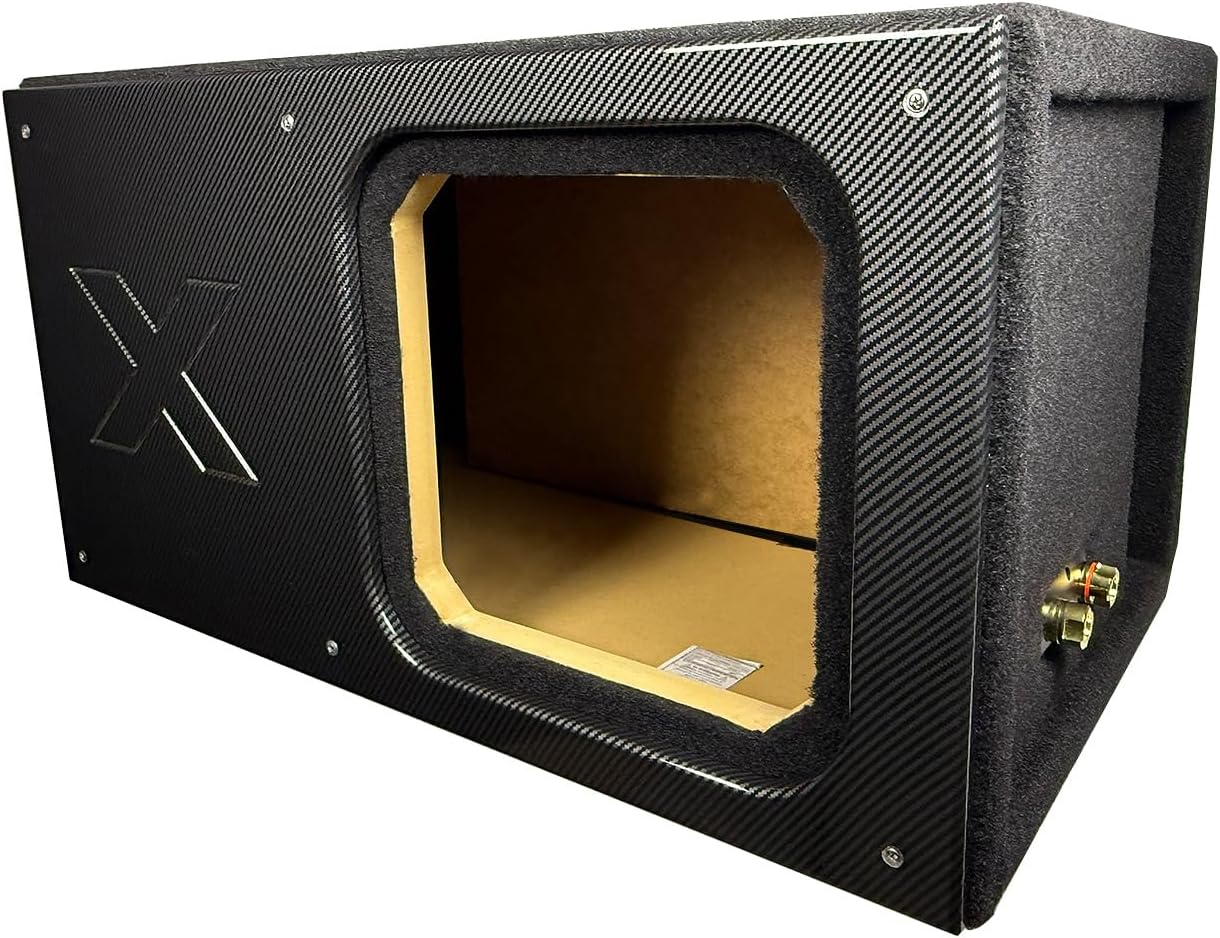 Atrend Made in The USA 12" Enclosure for Kicker Solo X with Black Carbon Fiber Pattern Faceplate | 1" MDF, 3.0 ft³ Ported, Tuned to 31Hz