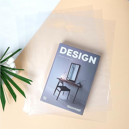 Miniatura 7 de Choice Marts 100 bolsas de plástico transparente con asas de 2 mil, 12 x 15 pulgadas, bolsas de mercancía gruesas y brillantes, bolsas de compras