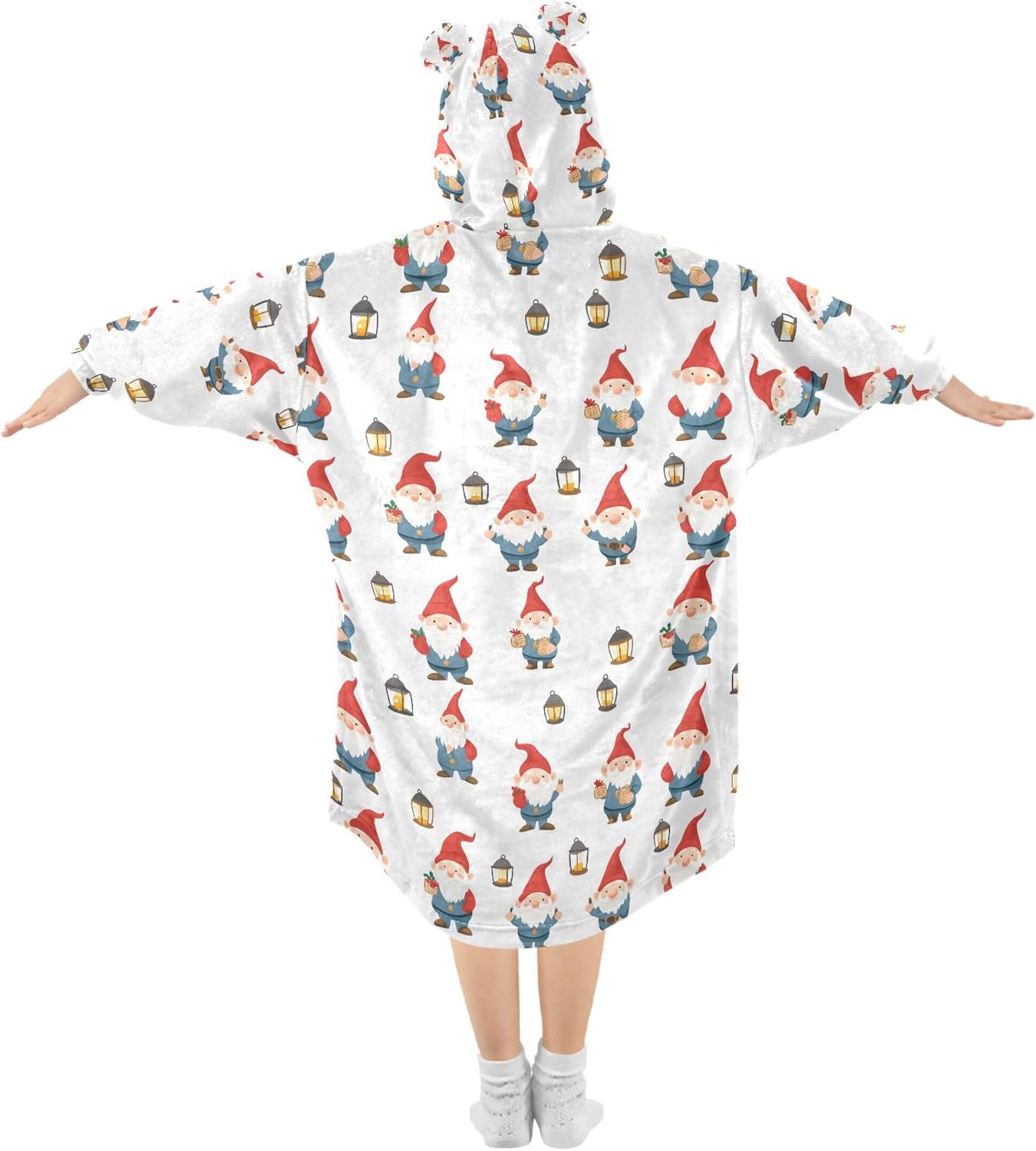 Christmas Xmas Gnome Dwarfs Kids Wearable Blanket Hoodie and Sleeves for Toddlers, Cute Hoodies Girls B0403605