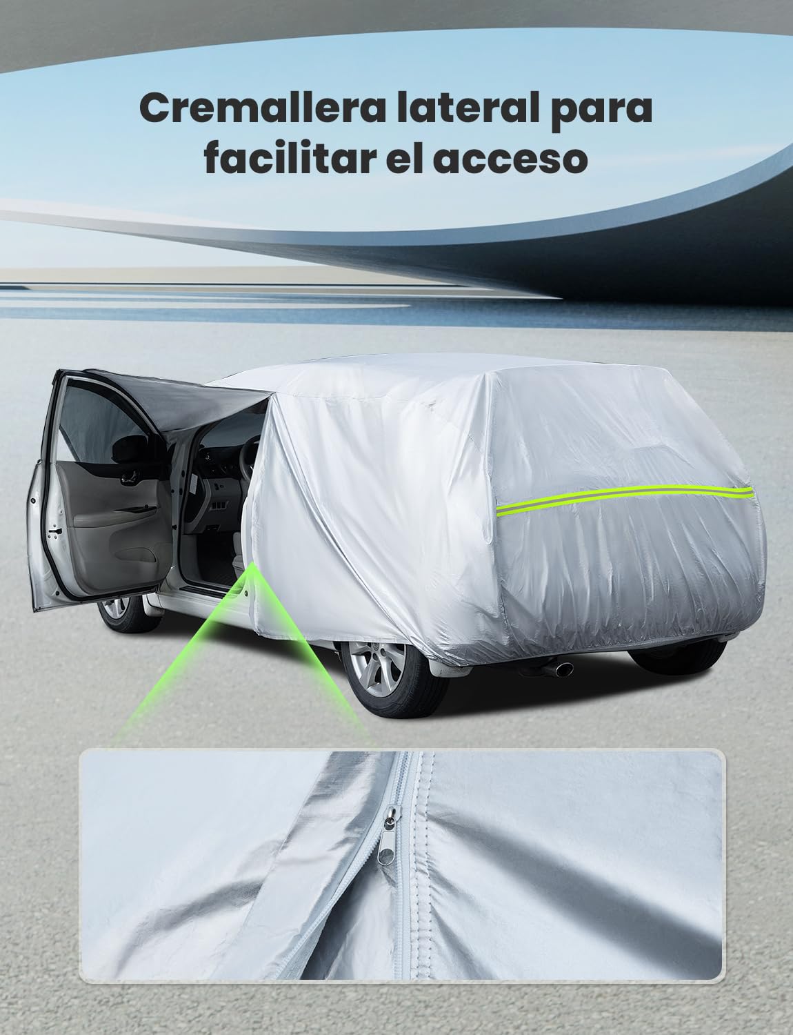 Funda De Coche Impermeable Y Transpirable, AntiUV Y Protección Contra Lluvia, Nieve, Polen Y Excrementos De Aves, Con Correas Elásticas, Garantía 25 Meses