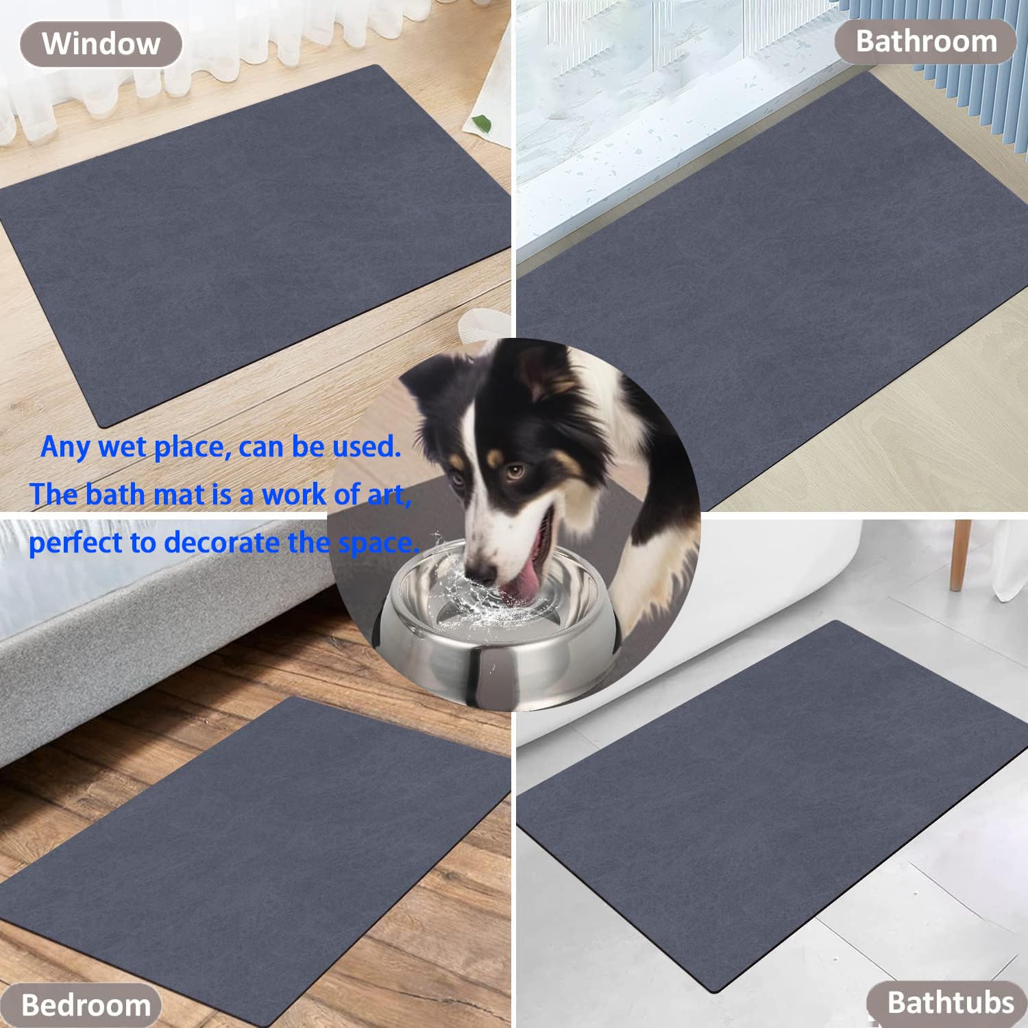 Alfombrilla Baño, Alfombrilla Baño Antideslizante, Alfombrilla Baño Diatomita Secado RáPido. Tapete Casa de Baño Absorbente, Apto para Baño, Cocina Alfombra de Piedra para Baño Campana 60x90cm