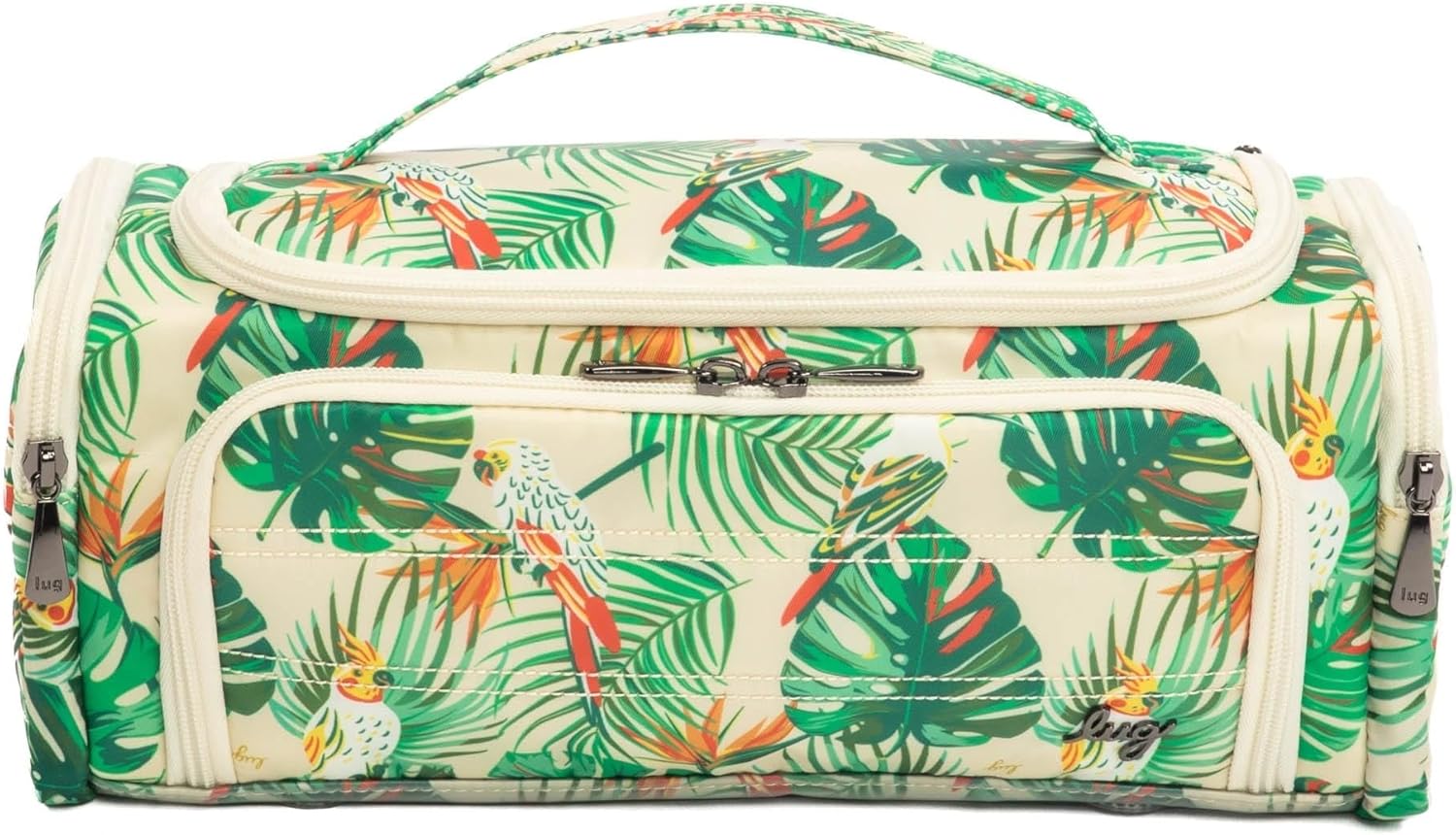 Lug Trolley Cosmetic Case, TROPICAL BIRDS CREAM