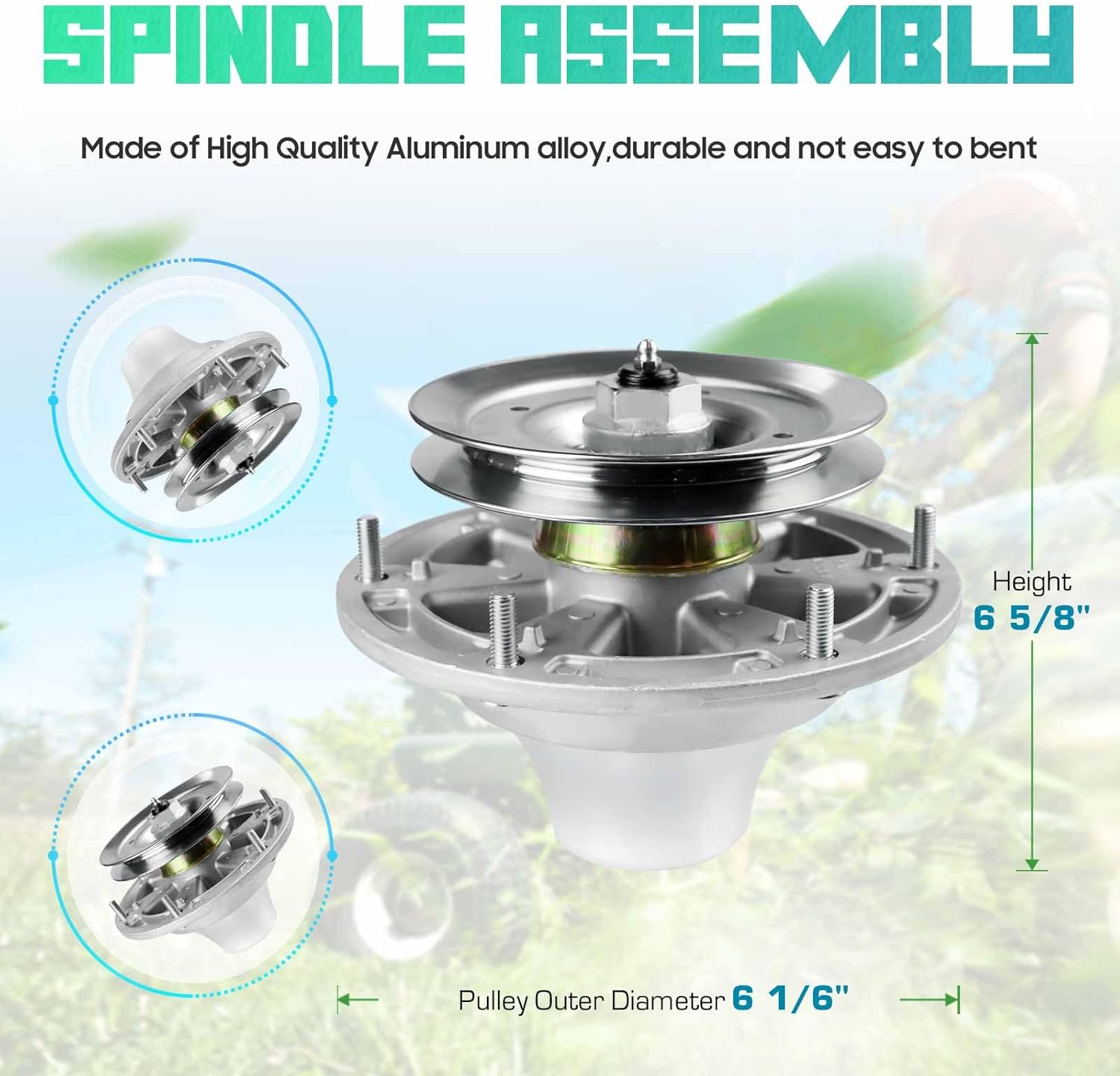 ILONPA Spindle Assembly for John Deere AM124339 AM141457 TCA13807 TCA25832 TCU39458 4100 4200 4400 4500 4600 4700 F620 F680 F687 M653 777 797 with 60" Deck