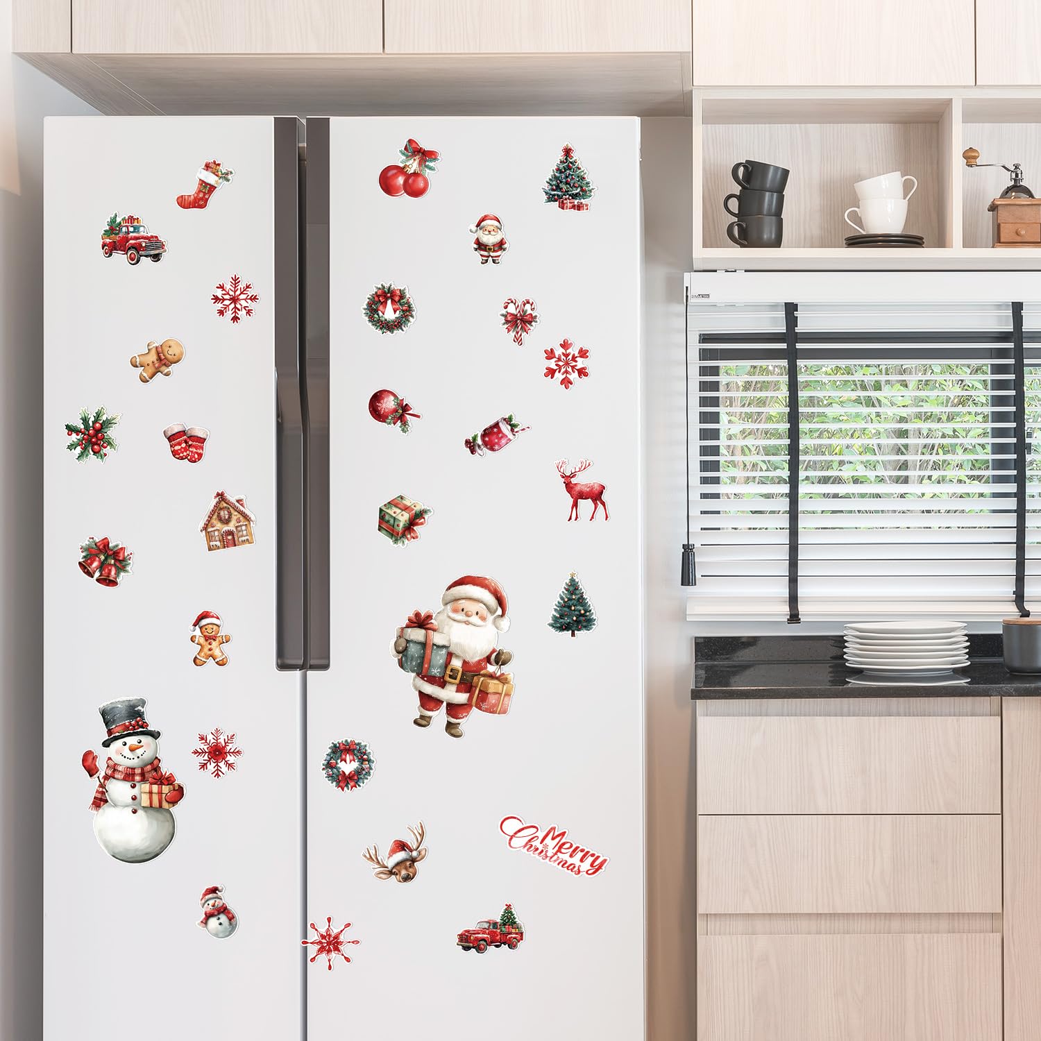 Lot De 29 Aimants De Noël Pour Réfrigérateur - Motifs Père Noël, Sapin, Flocons - Décoration Porte, Boîte Aux Lettres, Garage