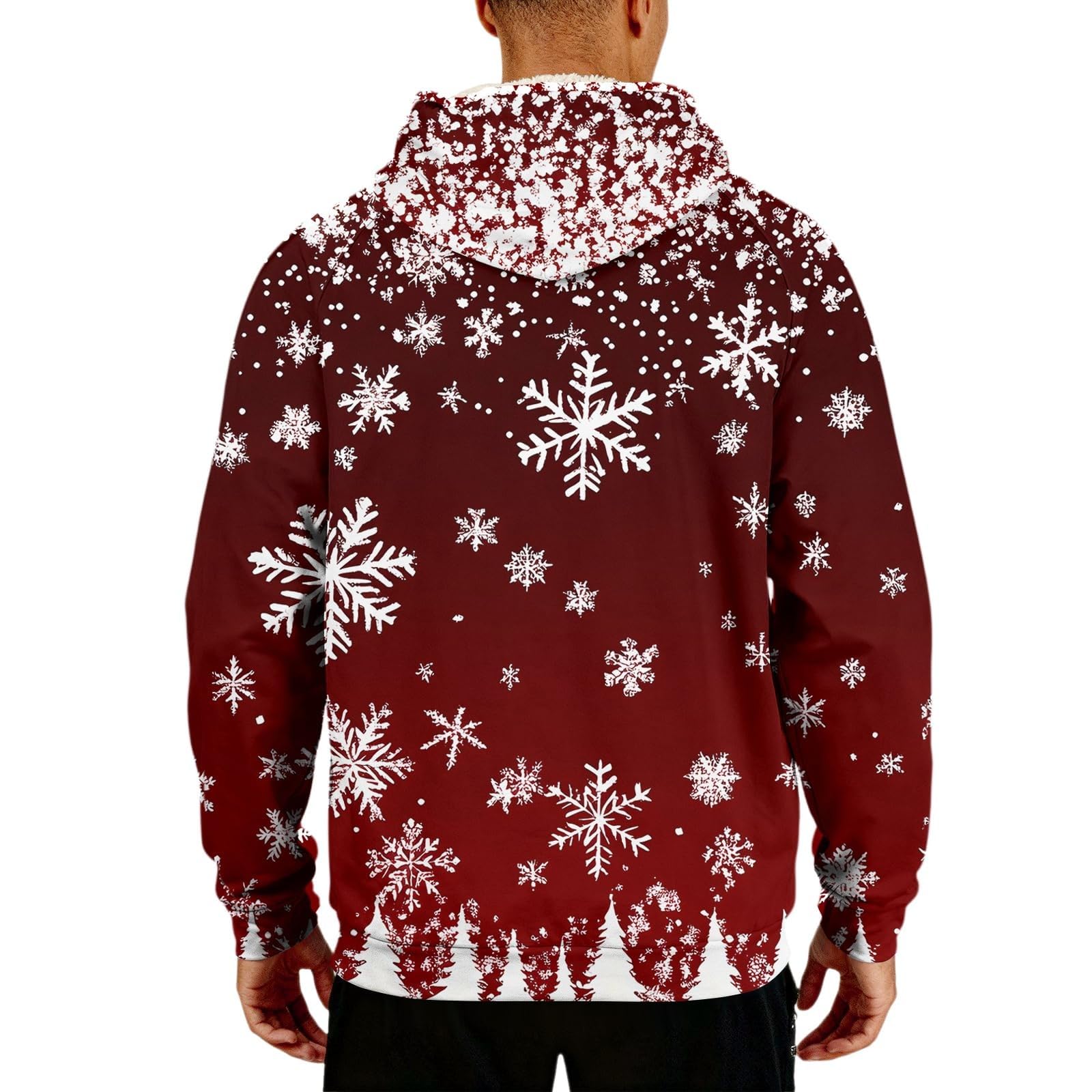 Suéter de Navidad con forro polar para hombre, divertido árbol de Navidad, reno, sudaderas, tallas grandes, trajes navideños, manga larga, cálido, suéter sherpa, novedad, disfraz de Navidad