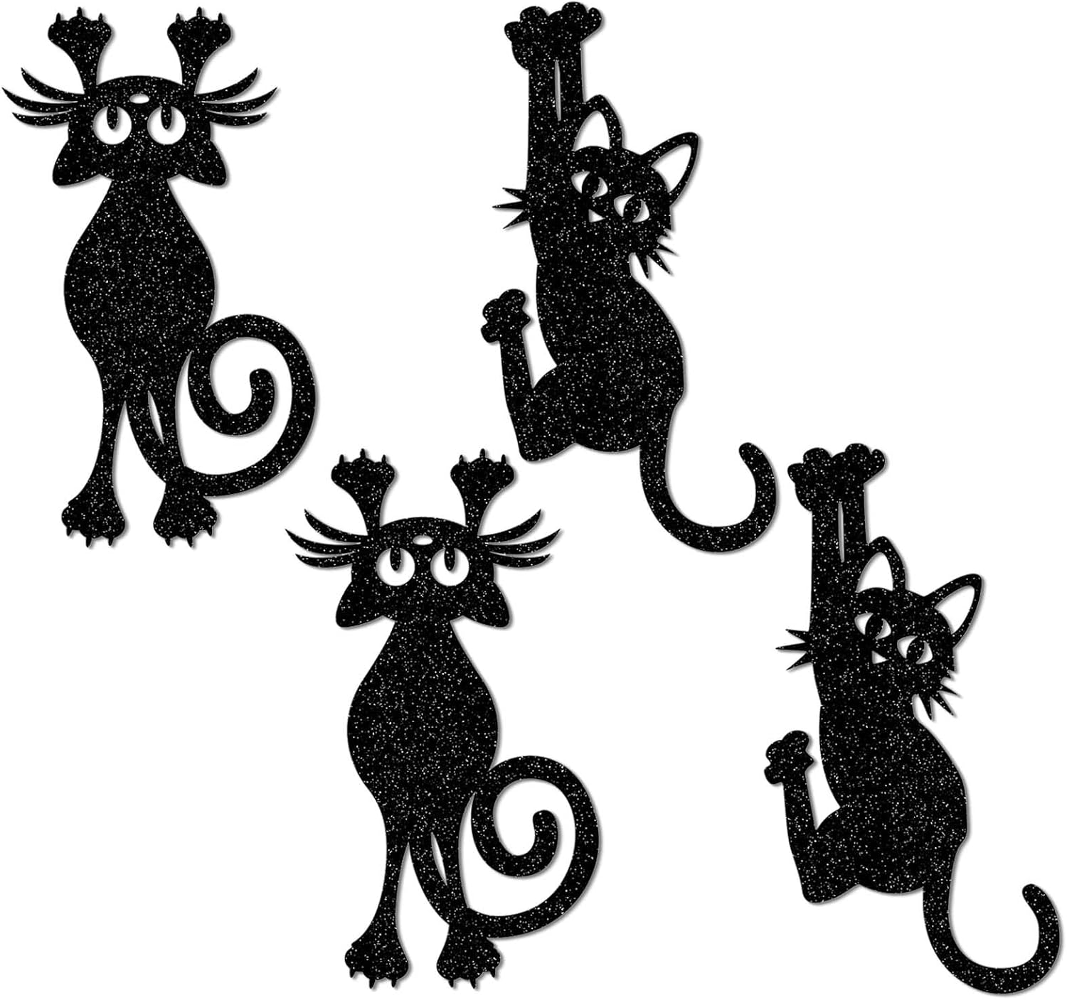 Halloween Black Cat Wall Sticker Decoration, Spooky Black Glitter Cat Silhouette Wall Decals, Double Side Scary Cats Wall Window Sticker for Spooky Halloween Party Decorations, Haunted House Accents
