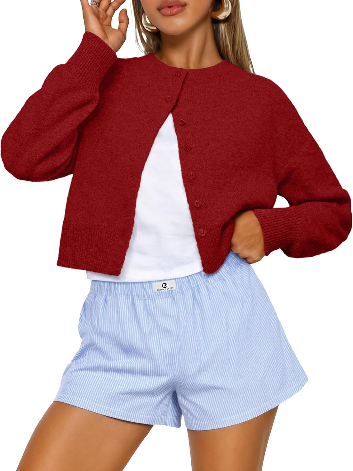 Trendy Queen Cropped Cardigan Sweaters for Women Lightweight Y2k Fall Outfits Spring Fashion Clothes 2026