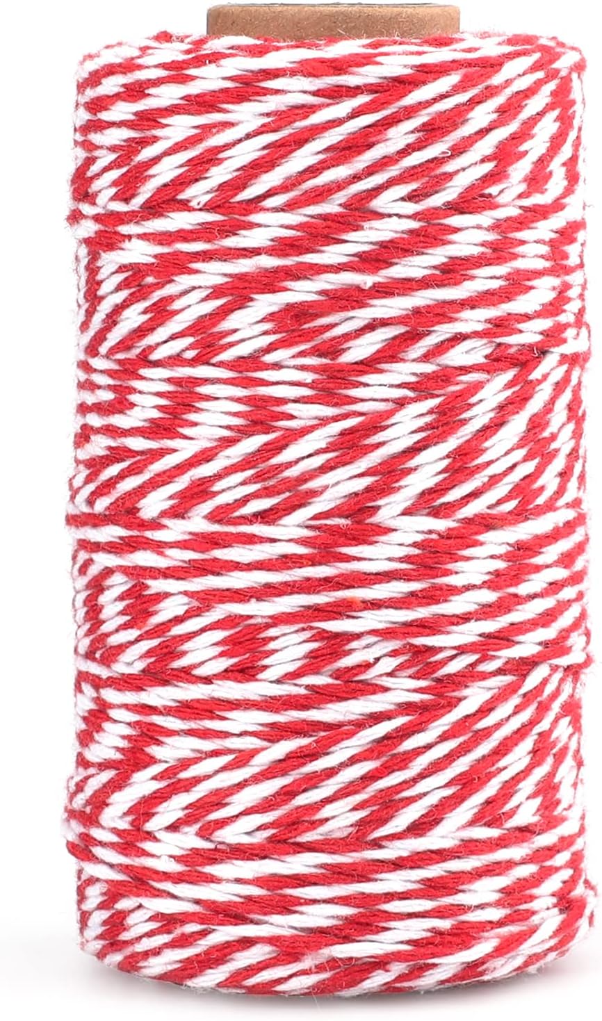 Tenn Well Red and White Twine, 200m Cotton Bakers Twine String Perfect ...