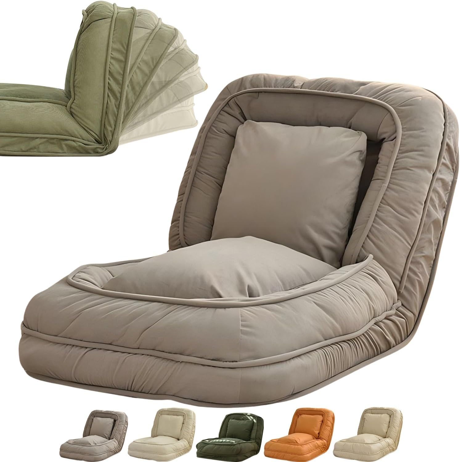 折りたたみ式フロアソファ コンバーチブルレイジーソファ背もたれ調整90*-180° 寄りかかって座ったり寝たりできるソファ 5つのリ