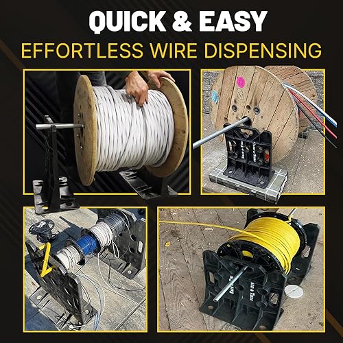 Miniatura 5 de Rack-A-Tiers Dispensador de alambre - Estante de carrete de alambre para electricista, dispensador de cable multiusos, estante de alambre eléctrico