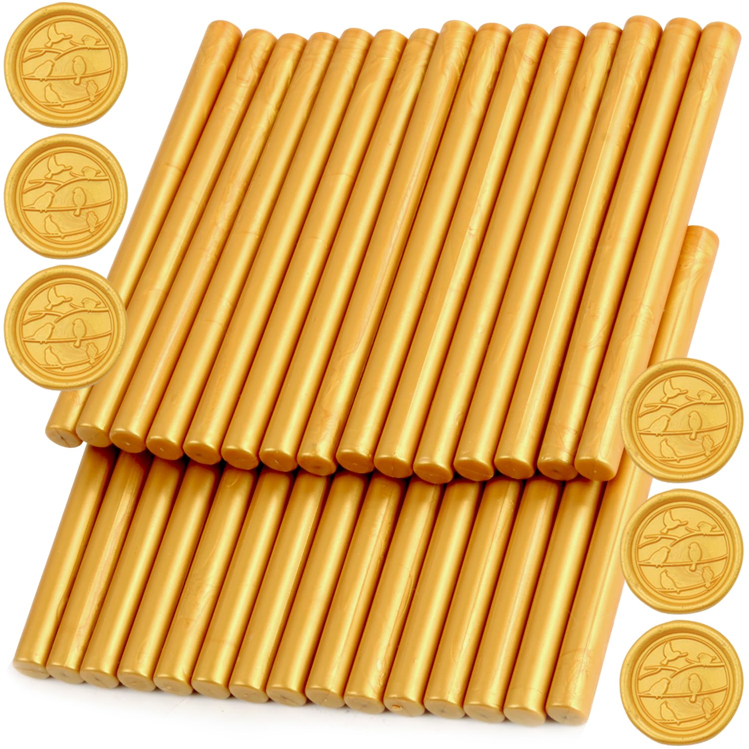 Gold Wax Seal Sticks, 30pcs Sealing Wax Sticks, HOSEALING Glue Gun Wax Seal Sticks for Wax Seal Stamp, Premium Sealing Wax for Wedding Invitations, Letter, Envelope (Mini Size)