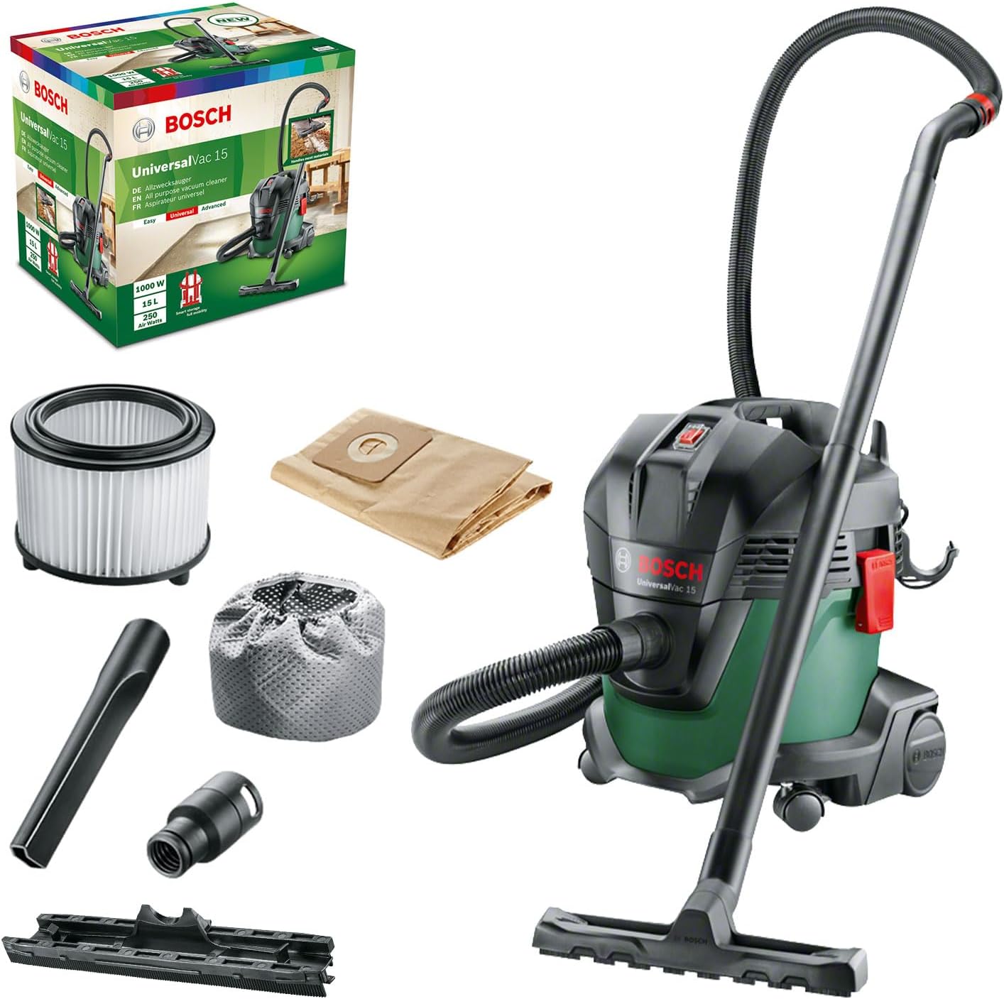 wet & dry vacuum cleaner UniversalVac 15 (1000 W, 15 l container volume, in Carton Packaging)