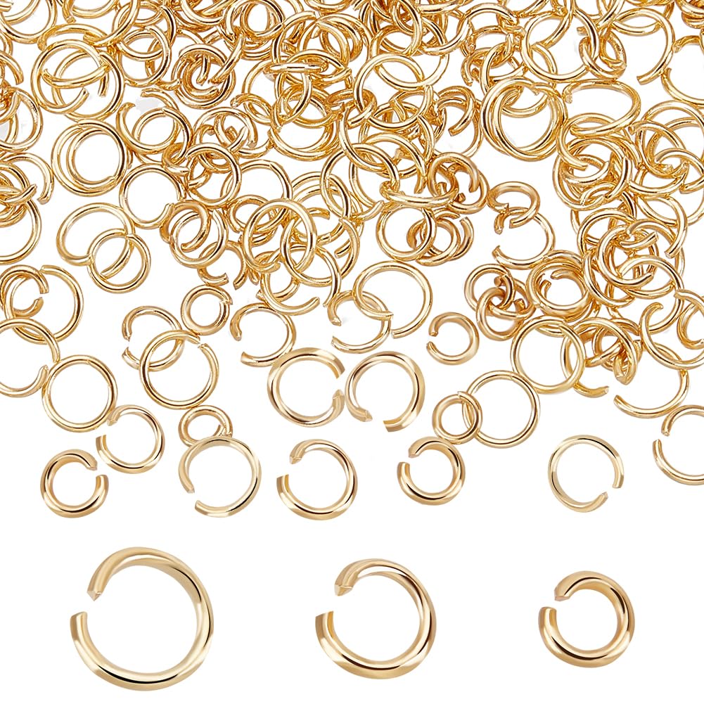 Beebeecraft 1 Box 300Pcs 4/5/6mm Open Jump Rings 18K Gold Plated Single Loop Small Circle Frames Key Chain Links Connector Rings for Bracelet Necklace Jewellery Making