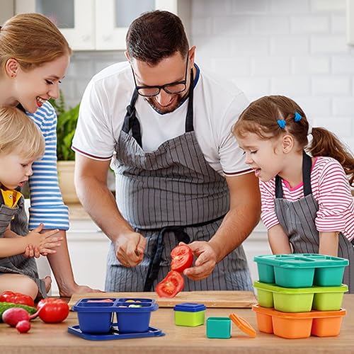 Miniatura 9 de Caperci Recipientes para aperitivos con 4 compartimentos (paquete de 4) con 2 recipientes de salsa a prueba de fugas, recipientes divididos