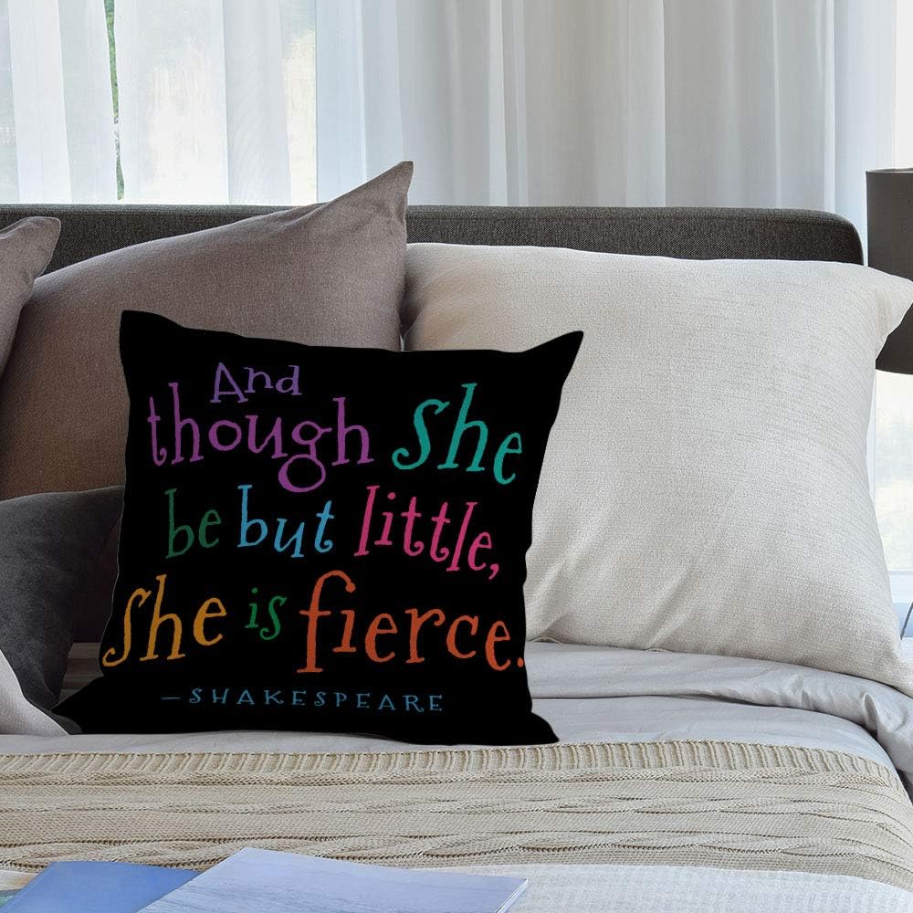 HGOD DESIGNS Funny Though She Be But Little Quote Book Group Throw Pillow Square Cotton Linen Pillowcase Cover Cushion (18X18Inch) image 4