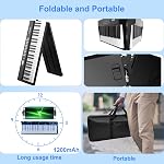 Clavier électronique pour piano, pliable pleine taille 88 Pianos numériques clés avec adaptateur de puissance,Pedal,Sheet Music Stand,Sticker,Bag,pour les débutants,Noir