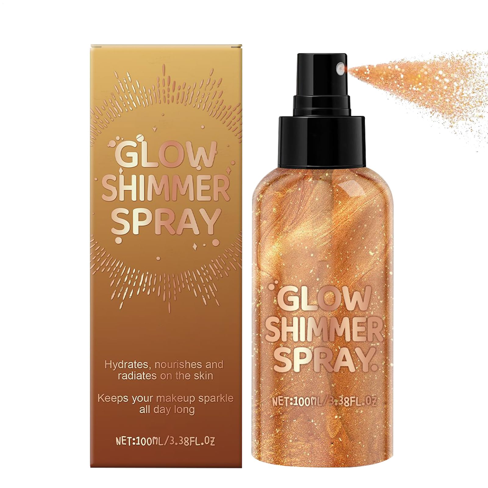 Body Glitter Spray, 100 ml Shimmer Mist for Hair & Skin, Moisturizing Glitter Spray, Long Lasting, for Nightclub, Festival, Prom Makeup Wife Women Teens Adult