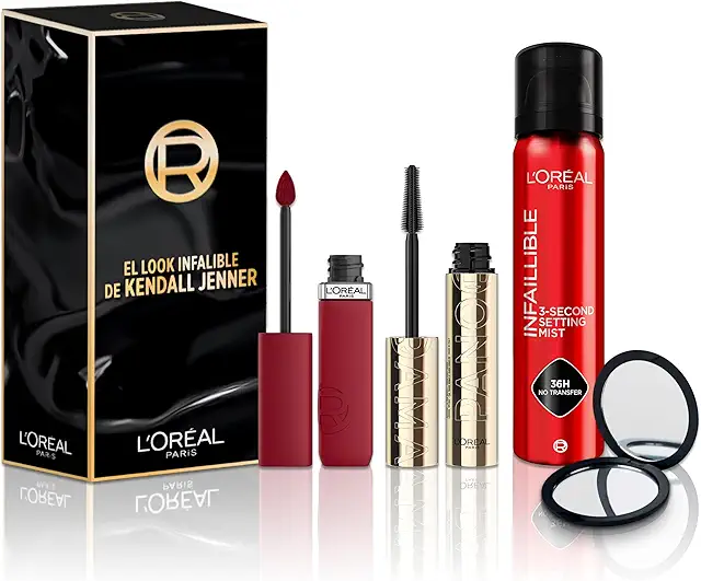 Kit L'Oréal Cofre Kendall Jenner con Mascara, Labial y Spray Fijador + Espejo