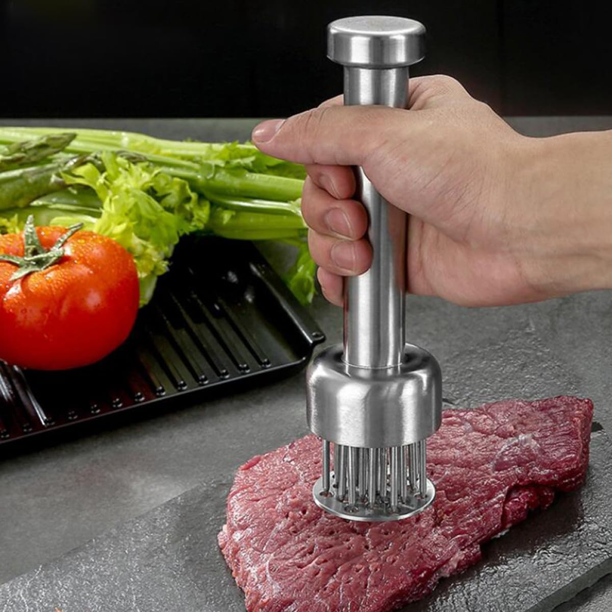 BESPORTBLE 304 Stainless Steel Steak Tenderizer Hammer, Double-sided Meat Loosening Tool for Home Kitchen Cooking, Portable Beef Tenderiser Mallet, Sturdy Kitchen Accessory