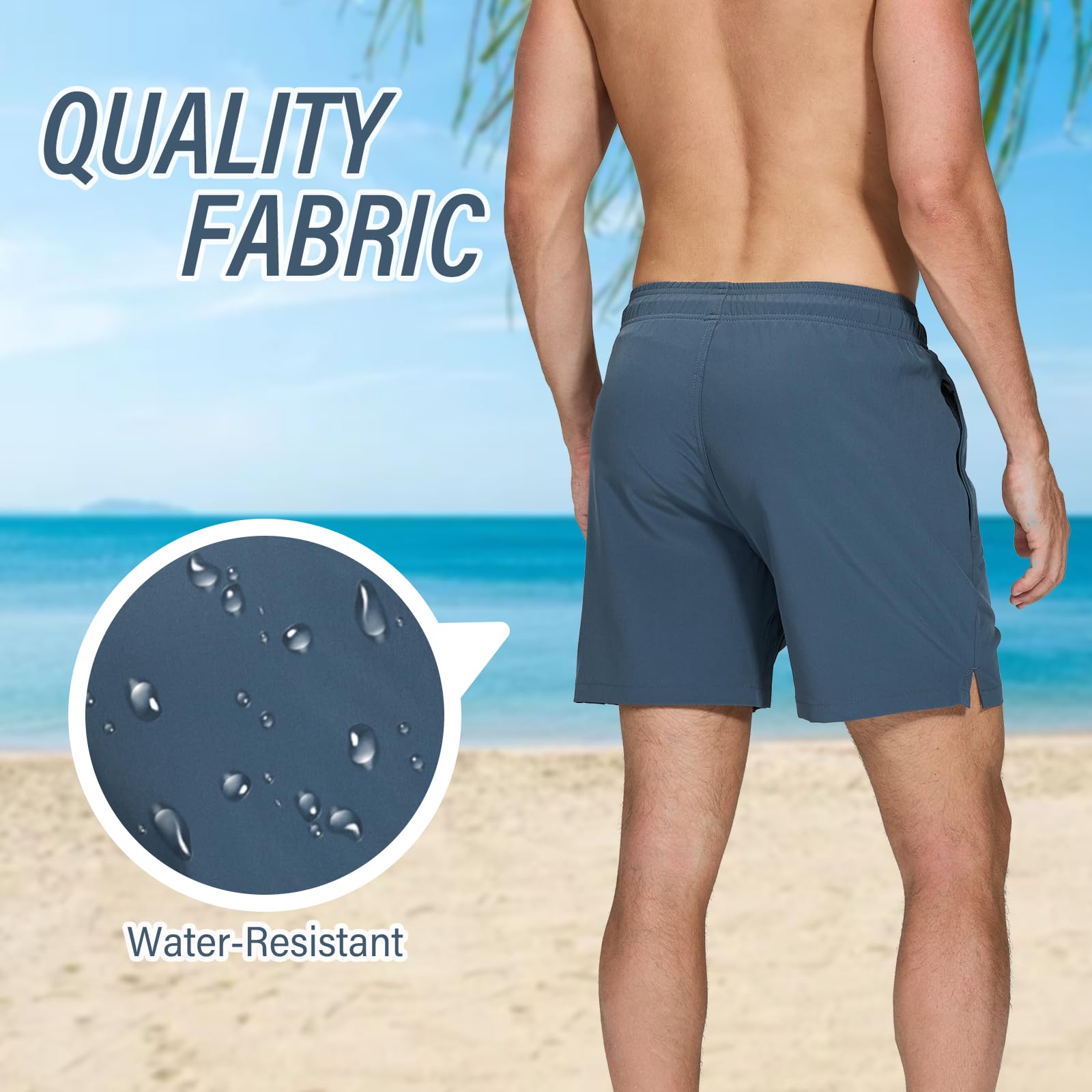 Aisprts Pantaloncini Mare Uomo Asciugatura Veloce Calzoncini da Beach Costume da Bagno Uomo Boxer Mare Fodera Rete con Taschino e Coulisse