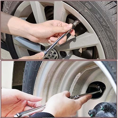 Miniatura 4 de Z-oneMart 2 medidores de presión de neumáticos de camión, medidor de presión de neumáticos de doble cabezal con escala de plástico, medidor de