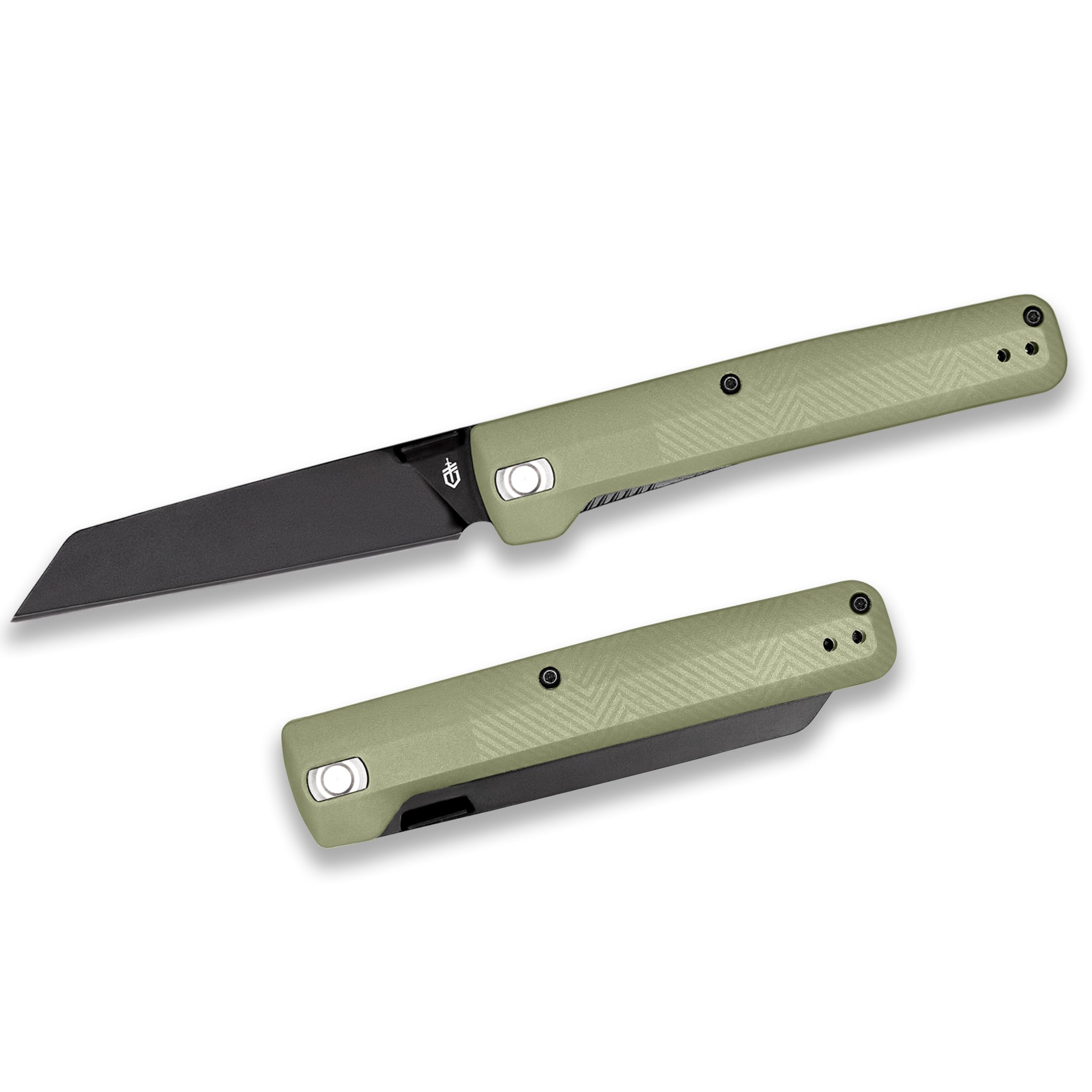 Gear Pledge Pocket Knife with Pocket Clip - 3.7" Full Panel Plain Edge Blade Folding Knife - EDC Gear and Equipment - Lichen Green