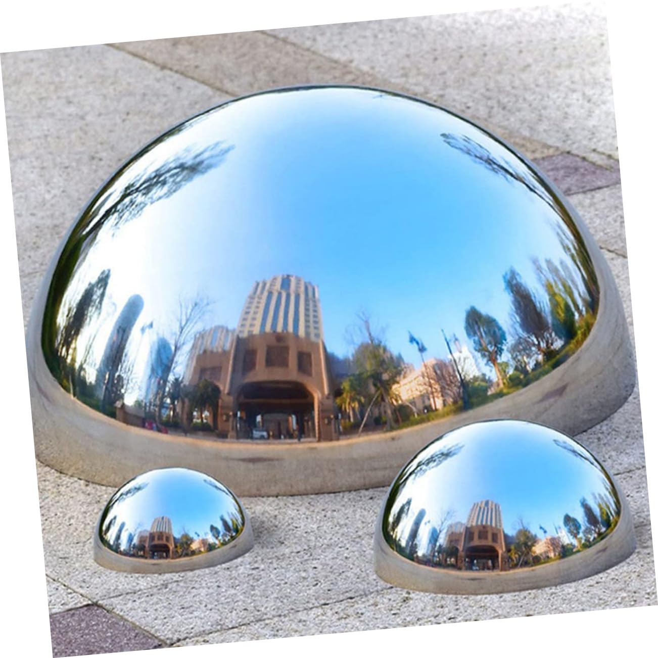 DOITOOL Boule Hémisphérique de Jardin Miroir Poli en Acier Inoxydable 4 Pcs