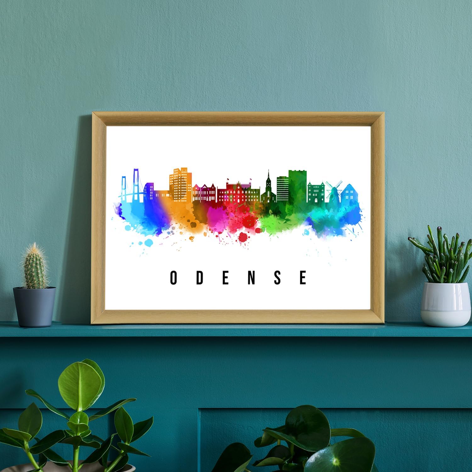 Pera Print Denmark Poster, Denmark-Odense Poster, Denmark Illustration Skyline City Poster, Modern Skyline Poster, Cityscape and Landmark Print, Home-Office Wall Art Decoration