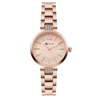 7-Seven Formal Analogue-Digital Womens Watch(Gold Dial Gold Colored Strap)-8416