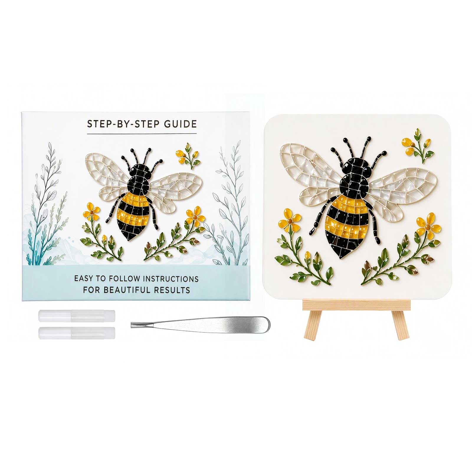 DIY Sea Glass Mosaic Kit Multi-Purpose for Home Decoration (Honeybee)