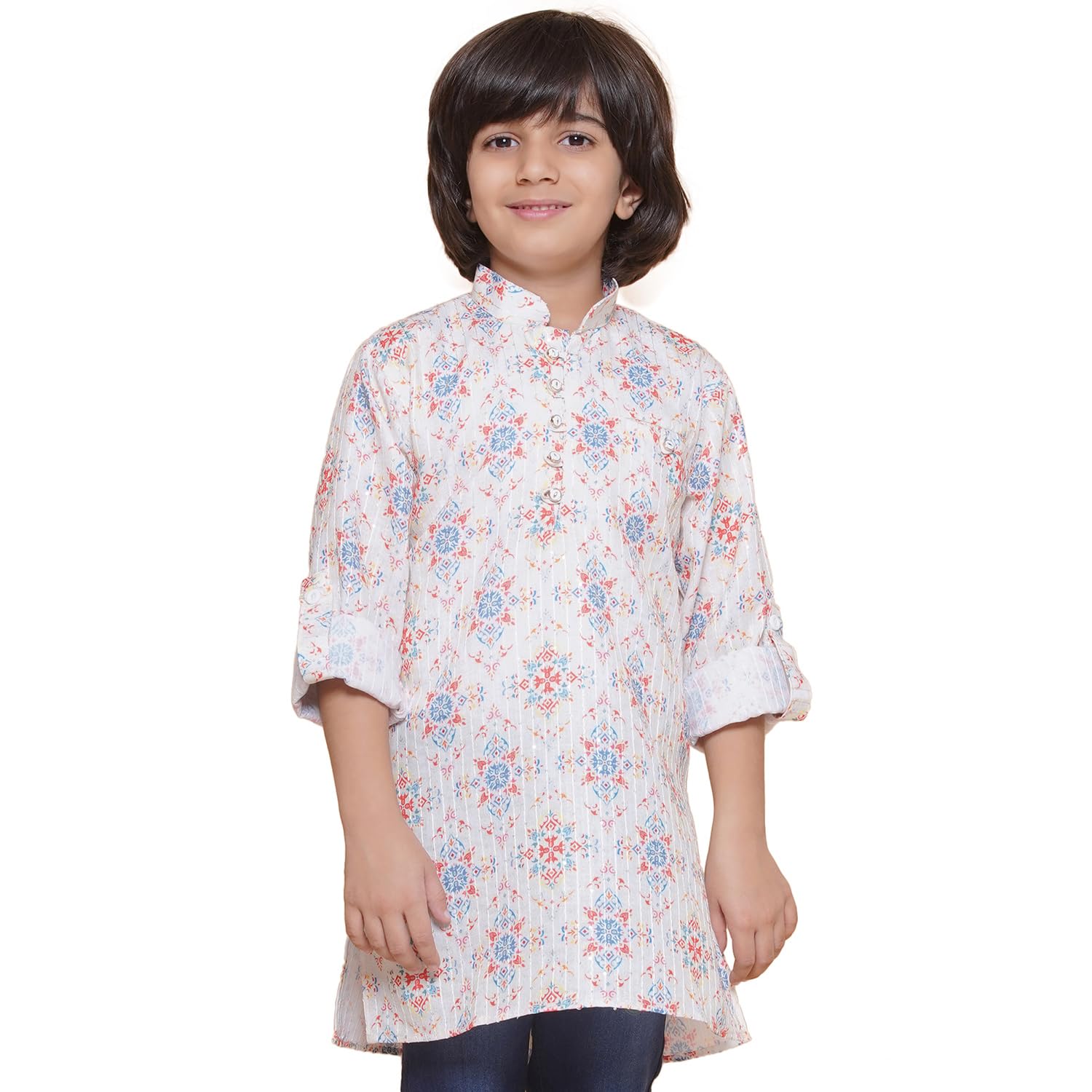 AJ DEZINES Kids Ethnic Wear Cotton Embroidered Kurta For Boys (Only Kurta)