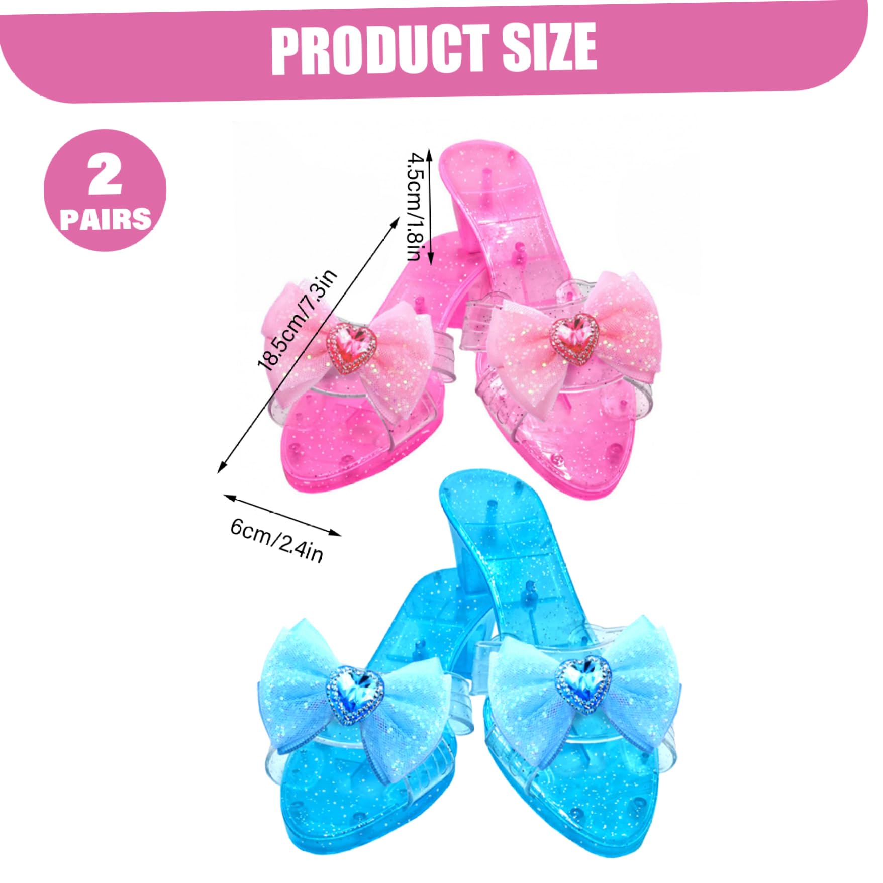 Scarpe da Principessa, 2 Paia di Scarpe Eleganti con Tacco Alto, Antiscivolo, Portatili, finte di Giocare con Tacchi in per Giochi e Giocattoli in Costume da Giorno per Personaggi scolas
