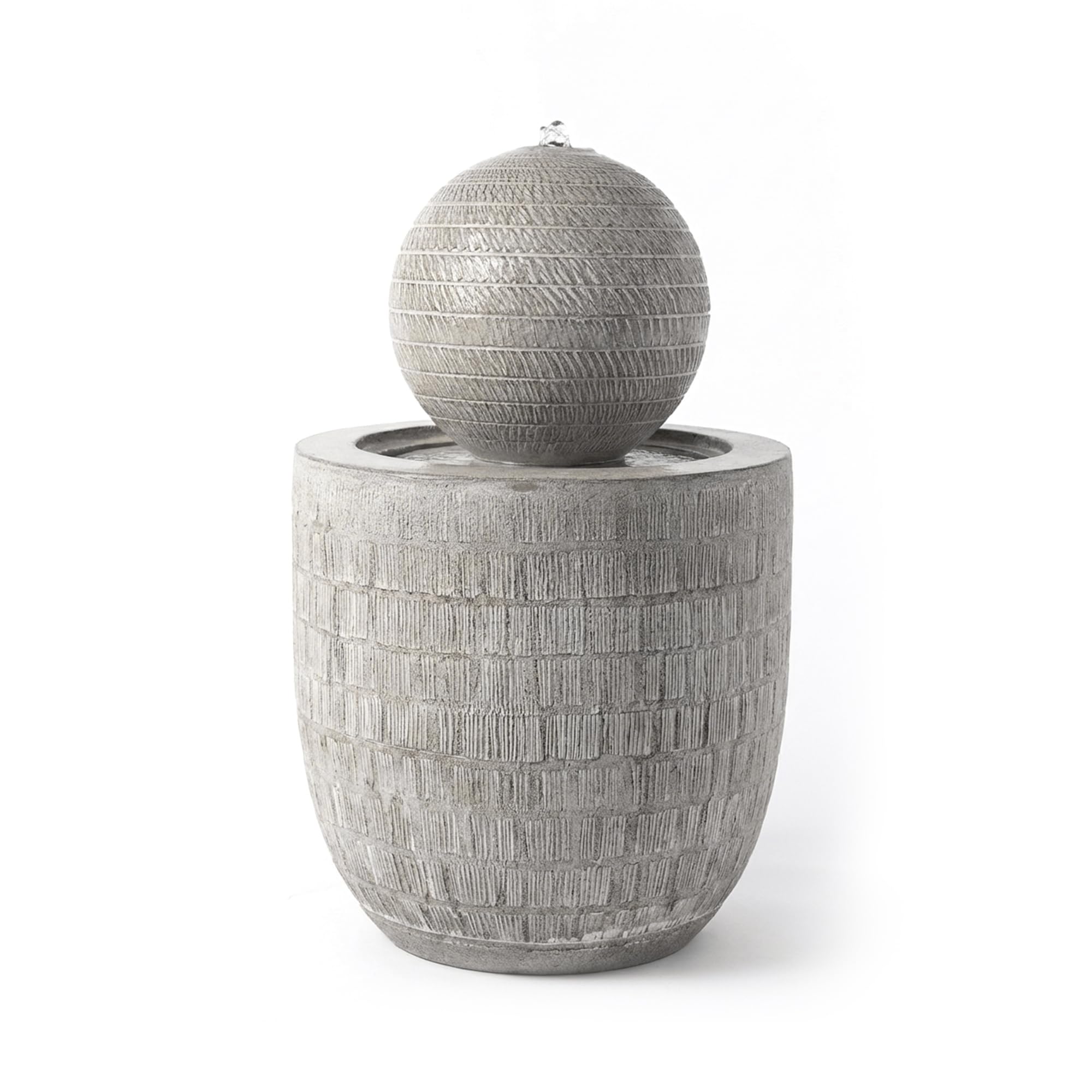 KÖHKO Fontaine de jardin sphérique zen avec LED - Fontaine décorative moderne avec surface structurée pour jardin, terrasse et intérieur