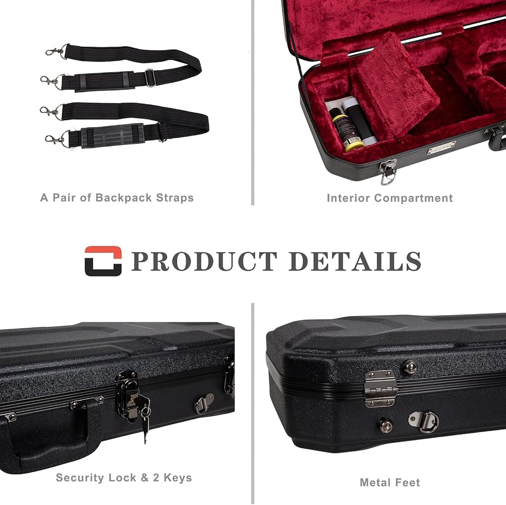 Amazon.co.jp: Crossrock ABS 長方形バイオリンケース 4/4サイズ用