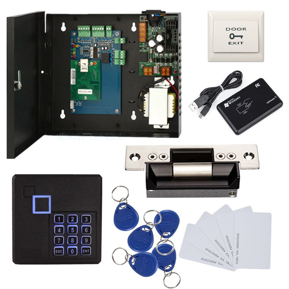 MENGQI-CONTROLKeypad Reader North American Heavy Duty Strike Lock Access Control System for Gym Center Sports Club Fitness Cente or Home/Office Entrance Security Kits Phone APP Remotely Open Door