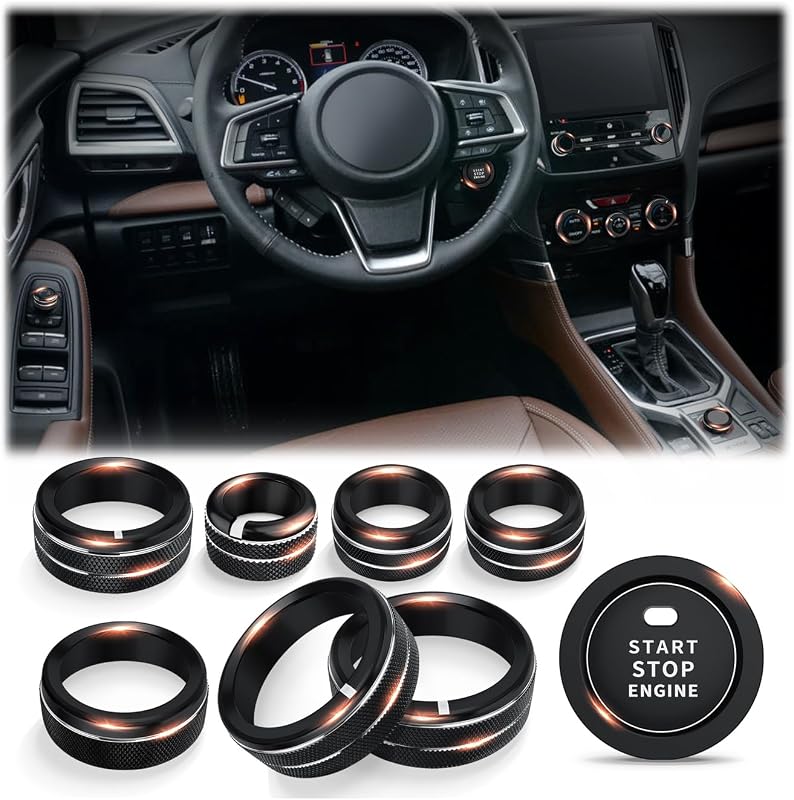 Kit de capas para botões do Subaru Forester 2019–2024 DvlynAuroa em liga de alumínio preta – 9 peças