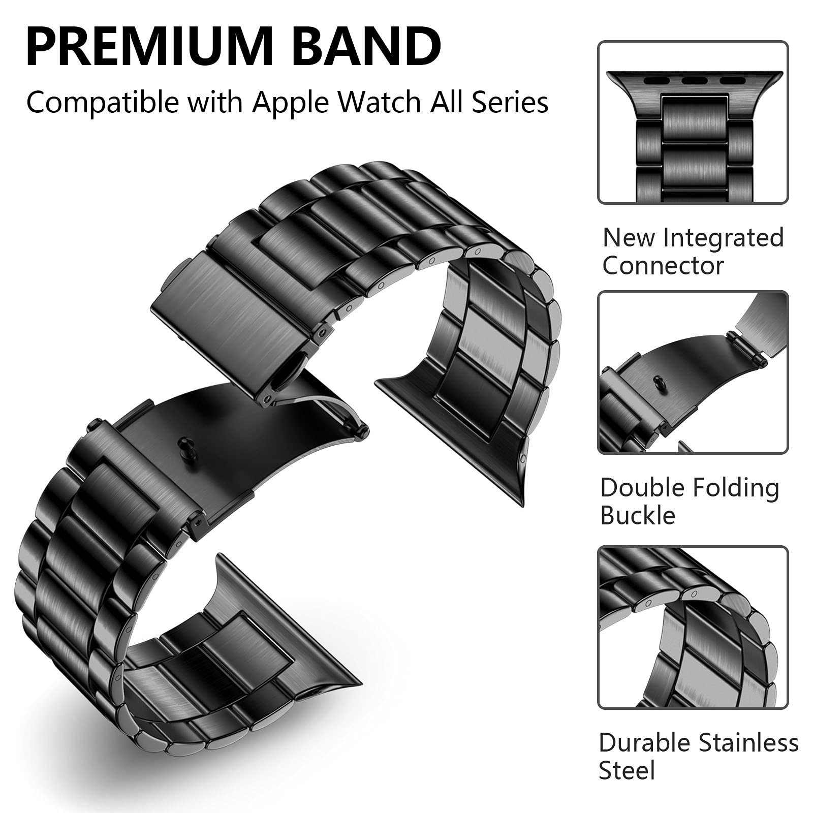 Netolo Cinturino in Metallo Compatibile con Cinturino Apple Watch 49mm 45mm 44mm 42mm 41mm 40mm 38mm, Cinturini di Ricambio in Acciaio Inossidabile per iWatch Series 9 8 7 6 5 4 3 2 1 Ultra SE SE 2