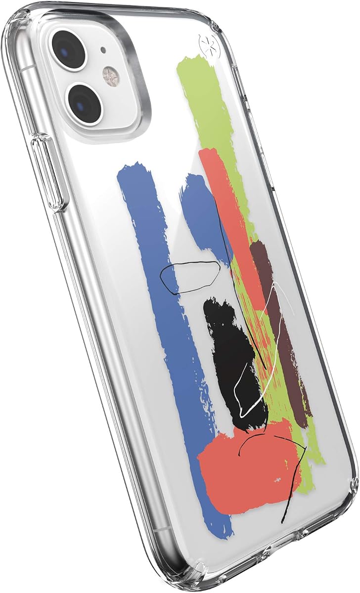 Speck Products Presidio Clear + Print iPhone 11Case, PaintSplatter Blue/Clear